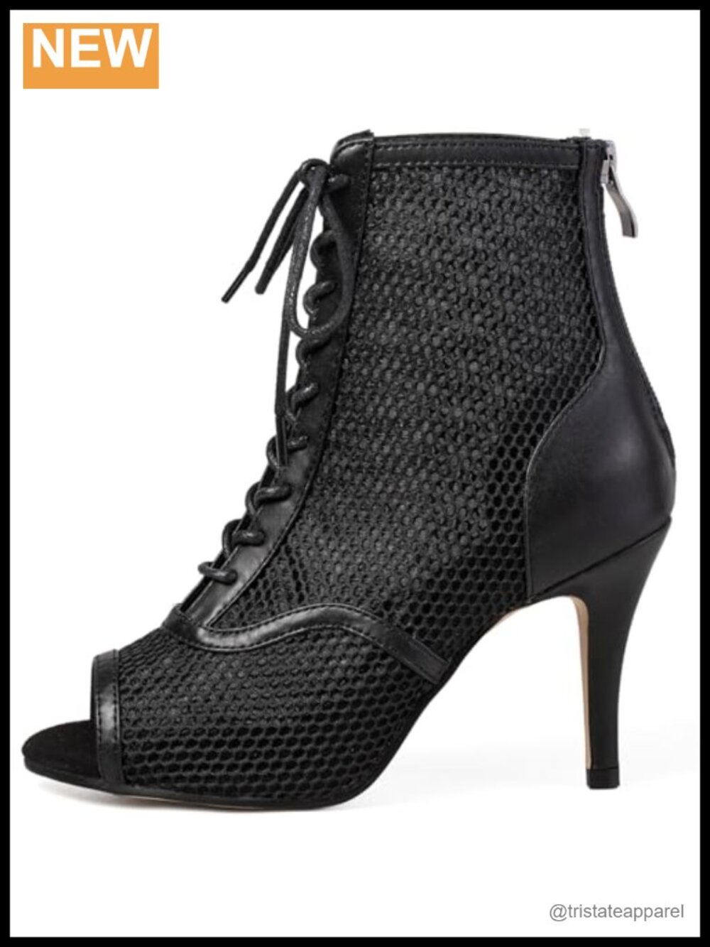 Peep Toe Stiletto Dance Heels Lace-Up Leather Booties for Performance
